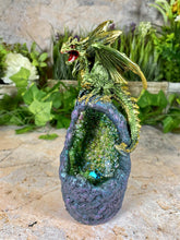 Load image into Gallery viewer, Magical Dragon on Resin Geode Sculpture with LED Light, Mythical Decor, Fantasy Dragon Statue, Enchanting Figurine with Sparkling Accents
