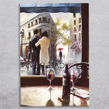 Load image into Gallery viewer, AFTER THE RAIN Ceramic Art Tile Brent Heighton 30x20cm – Romantic Parisian Scene – Ready to Hang with Box
