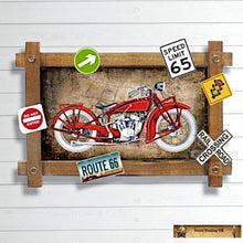 Load image into Gallery viewer, Vintage Red Motorcycle Metal Sign | Americana Wall Art Route 66 Plaque 59 x 40 cm
