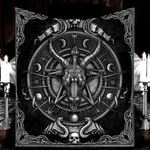 Load image into Gallery viewer, Baphomet Throw Blanket Occult Gothic Home Decor Black Sabbatical Goat Tapestry
