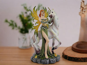 Enchanted Forest Fairy and Majestic Unicorn Resin Statue, Mystical Fantasy Decor, Whimsical Figurine, Magical Home Ornament&quot;-OsirisTradingUK