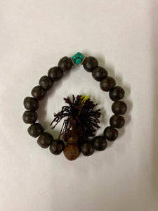 Tibetan Bodhi Seed Wrist Mala Bracelet, Authentic Handmade Buddhist Prayer Beads & Turquoise Marker, Encased in Unique Friendship Knot Box