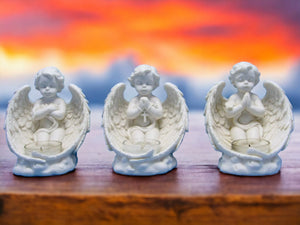 Divine Elegance Angel Cherubs Trio - Resin Crafted Candle Holders for Serene Home Decor, Spiritual Ambiance, and Thoughtful Gifting