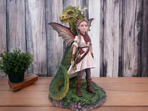 Enchanted Dragonkin Warrior Fairy Statue | Mythical Guardian Companion Figurine | Hand-Painted Resin Art | Unique Decor