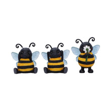 Load image into Gallery viewer, Three Wise Bees Figurines Set See No Evil Hear No Evil Speak No Evil quirky decor
