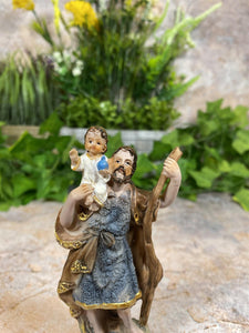 Statue of Saint Christopher and Jesus Religious Figure Home Decor Sculpture