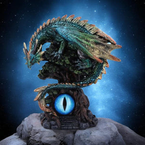 Dragon Figurine with Mystical Eye | Hand-Painted Gothic Fantasy Resin Statue