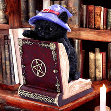 Load image into Gallery viewer, Mystical Witch Cat Bookend Figurine Gothic Spell Book Pagan Fantasy Ornament Decor
