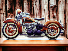 Load image into Gallery viewer, Vintage Motorcycle Metal Wall Art, Classic Bike Enthusiast Decor, Retro Motorbike Steel Sign, Man Cave Statement Piece-OsirisTradingUK
