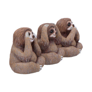 Three Wise Sloths Figurines See No, Hear No, Speak No Evil Nature Statues Decor