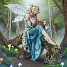 Load image into Gallery viewer, Woodland Fairy Figurine with Fox Fantasy Mythical Resin Statue Home Decor
