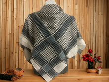 Load image into Gallery viewer, Contemporary Hounds tooth Cotton Scarf, Modern Geometric Pattern, Classic Black and White Shawl, Versatile Fashion Accessory, Square Scarf-OsirisTradingUK
