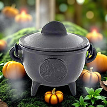 Load image into Gallery viewer, Cast Iron Tree of Life Cauldron Wiccan Altar Tool Pagan Witchcraft Ritual Burner
