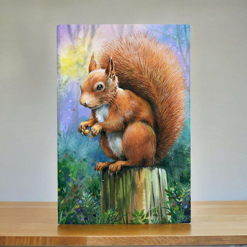 Adorable Squirrel on a Post Ceramic Picture Tile | R. Fathers Art | 300 x 200 mm Wall Decor | Woodland Animal Artwork | Wildlife Home Decor-OsirisTradingUK