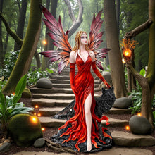 Load image into Gallery viewer, Fantasy Gothic Fairy with Wolf Figurine Wiccan Statue Mythical Collectible Sculpture
