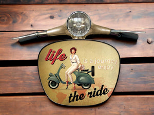Inspirational Scooter Wall Art - Vintage Vespa Style Decor Headlight, Motivational Life Quote Home Accent-OsirisTradingUK