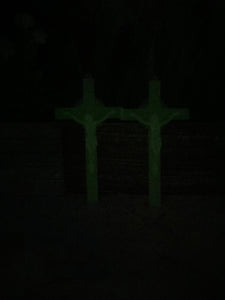 Pair of Glow-in-the-Dark Crosses | Spiritual Plastic Decor | 14 x 8cm | Enigmatic Nighttime Illumination | Unique Home & Garden Decor-OsirisTradingUK