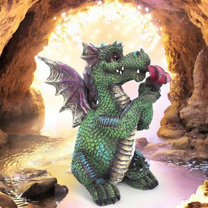 Adorable Dragon with Butterfly Figurine 17.5cm Hand-Painted Resin Fantasy Collectible Decor