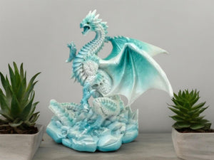 Majestic Ice Dragon Statue - Fantasy Decor - Resin Art Sculpture - Mythical Figurine-OsirisTradingUK