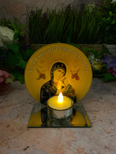 Load image into Gallery viewer, Our Lady of Perpetual Help Glass Candle Holder, Handmade Religious Votive, Christian Iconic Illumination, Spiritual Tabletop Decor
