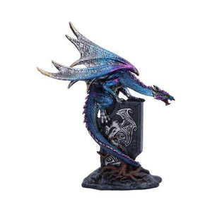 Blue Gothic Dragon Figurine - Fantasy Resin Ornament Statue Home Decor 17.5cm