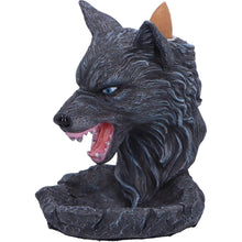 Laden Sie das Bild in den Galerie-Viewer, Dark Wolf Head Backflow Incense Burner | Hand-Painted Resin Aromatherapy Ornament 11.5cm
