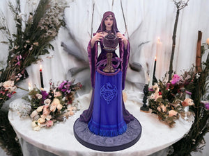 Mystical Enchantress with Crystal Orb - Handcrafted Resin Gothic Fairy Statue, Dark Fantasy Decor, Magic-Themed Collectible Figurine