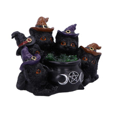 Load image into Gallery viewer, Mystical Light Up Black Cats &amp; Cauldron Ornament Wicca Witchcraft Home Decor Gift
