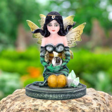 Load image into Gallery viewer, Crystal Fairy Jade Figurine | Enchanting Resin Fairy Statue with Crystal Ball &amp; Gemstones | Fantasy Decor Collectible 9 cm - New
