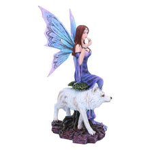 Load image into Gallery viewer, Mystical Fairy Figurine with Wolf Mythical Fantasy Sculpture Home Decor Ornament
