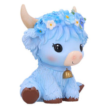 Load image into Gallery viewer, Moo Crew Bluebell Blue Flower Cow Figurine Cute Farmhouse Ornament Decor
