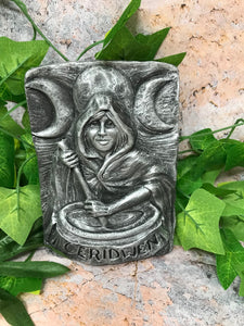 Cerridwen Welsh Goddess with the Cauldron Silver Coloured Wall Plaque Pagan Wiccan Sculpture Ornament-OsirisTradingUK