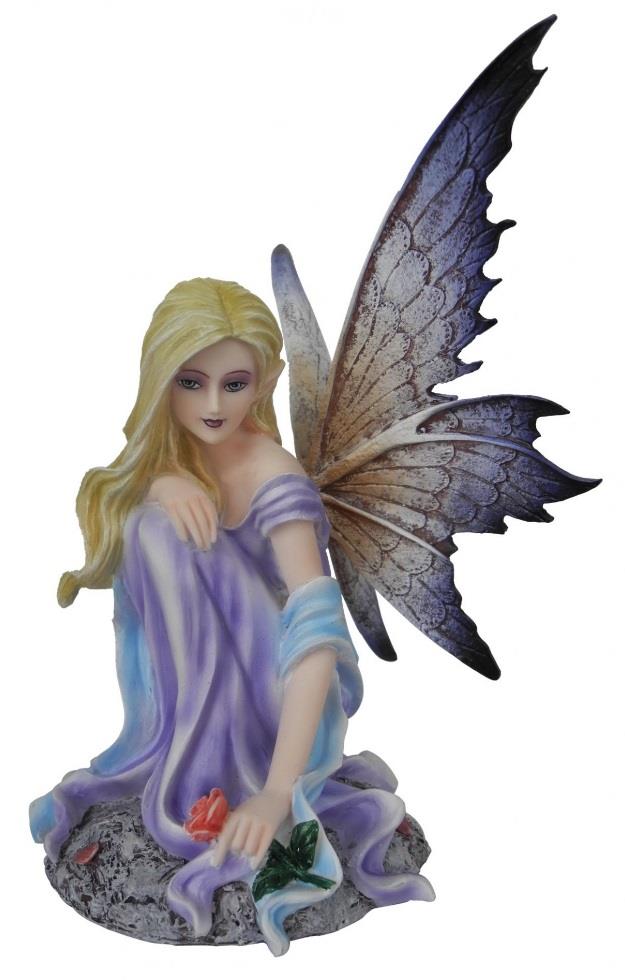 Enchanting Purple Dress Fairy Figurine Handcrafted Resin 14.5cm Tal-OsirisTradingUK