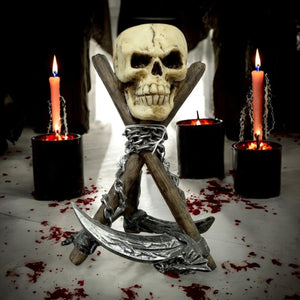 Gothic Skull Candle Holder Fantasy Halloween Decor Resin Witchcraft Altar Statue