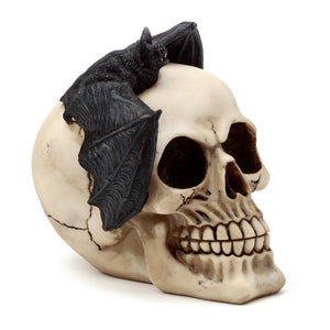 Dark Gothic Skull and Bat Ornament - Occult Halloween Decor