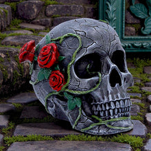 Load image into Gallery viewer, Gothic Skull with Roses Figurine Floral Vine Dark Fantasy Ornament Sculpture Art
