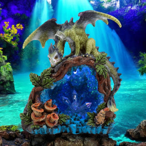 Dragon LED Crystal Cave Figurine - Color-Changing Fantasy Ornament Statue