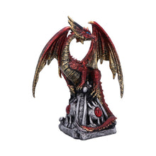 Load image into Gallery viewer, Fantasy Red Dragon Figurine Gothic Sculpture Pyramid Base Crystal Glass Eye Decor
