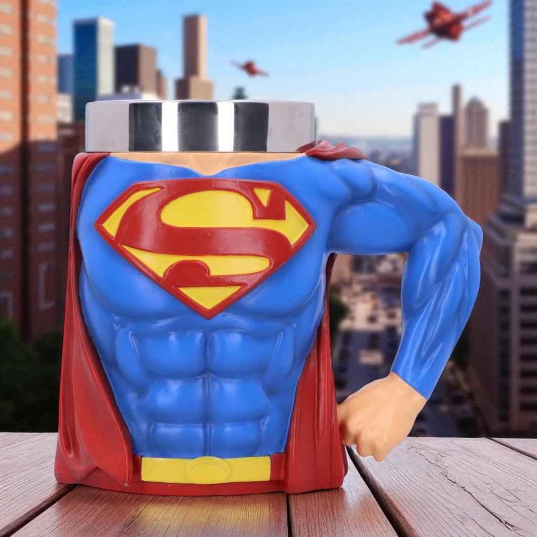 Official Superman Tankard DC Comics Mug Hero Chest Drinkware with Cape Gift