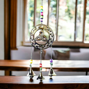 Triquetra Celtic Knot Wind Chime | Serene Bells | Metal Harmony Chime | Spiritual Decorative Home Art | Mystic Garden Decor-OsirisTradingUK