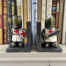 Load image into Gallery viewer, Templar Knight Bookend Set Medieval Warrior Crusader Gothic Library Decor
