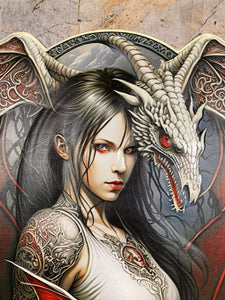 Queen of The Dragons Maiden and Her Dragon Companion Handcrafted Metal Plaque Man Cave Decoration Summer House Decor Garage Shed-OsirisTradingUK