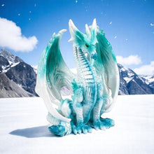 Load image into Gallery viewer, Ice Dragon Figurine 17cm | Frost Fantasy Resin Statue | Blue White Dragon Home Decor Gift
