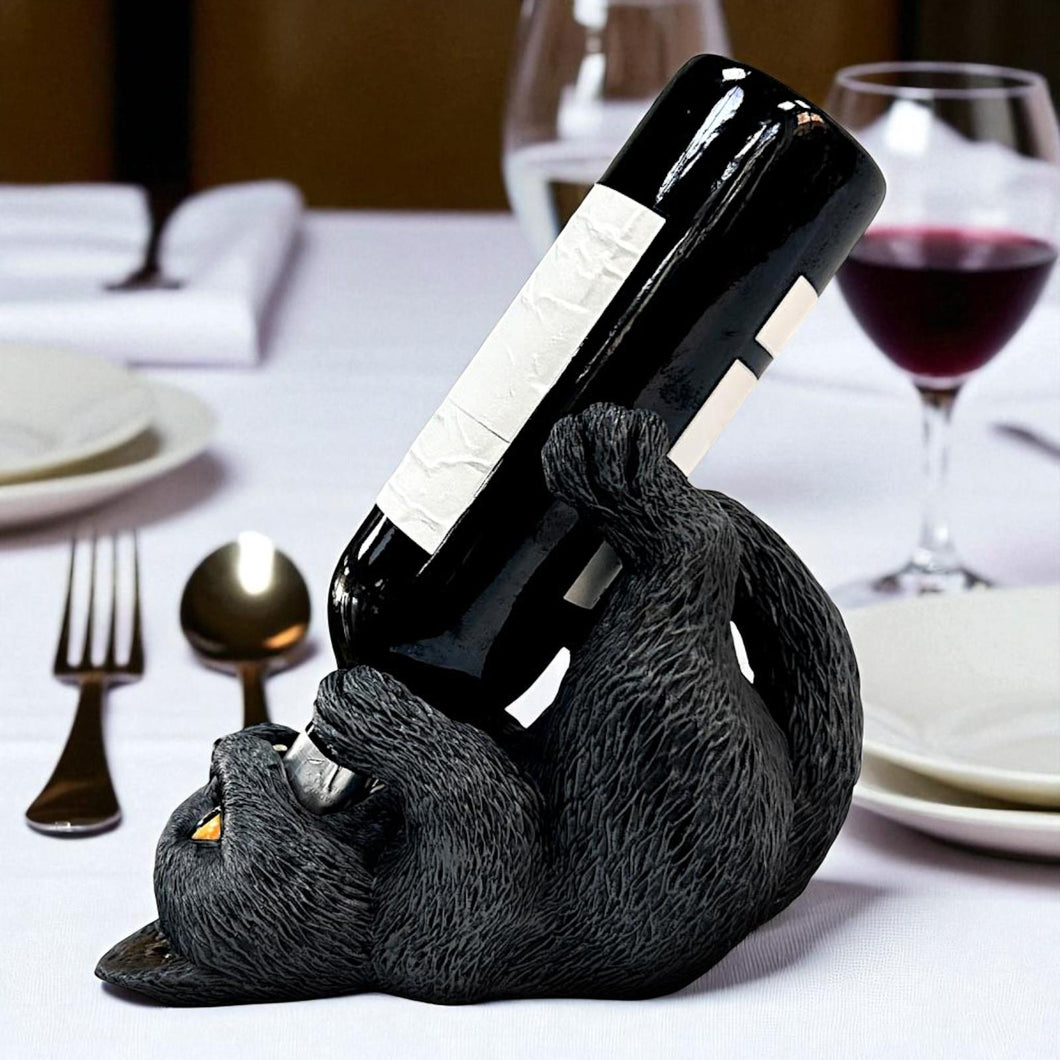 Gothic Cat Guzzler Wine Holder Figurine Halloween Decor Quirky Ornament Gift