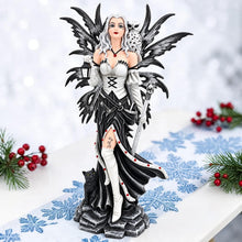 Load image into Gallery viewer, Gothic Winter Fairy Figurine Owl Black Cat Lantern Fantasy Statue Resin 31cm
