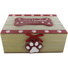 Load image into Gallery viewer, Festive Christmas Dog Treat Box - Wooden Santa Paws Storage Box for Pet Treats
