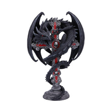 Laden Sie das Bild in den Galerie-Viewer, Anne Stokes Gothic Guardian Dragon Cross Candle Holder 26.5cm - Gothic Decor
