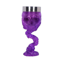 Load image into Gallery viewer, Clear Purple Skull Goblet Dark Fantasy Chalice Gothic Occult Drinkware Macabre Gift
