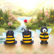 Load image into Gallery viewer, Three Wise Bees Figurines Set See No Evil Hear No Evil Speak No Evil quirky decor

