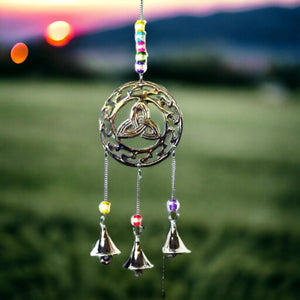 Triquetra Celtic Knot Wind Chime | Serene Bells | Metal Harmony Chime | Spiritual Decorative Home Art | Mystic Garden Decor-OsirisTradingUK
